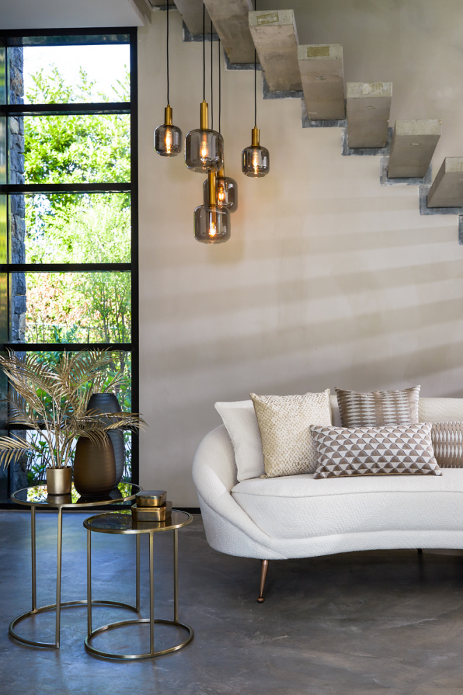 Bilde av Sofa 221x102x80 cm HAZEL boucl cream+bronze